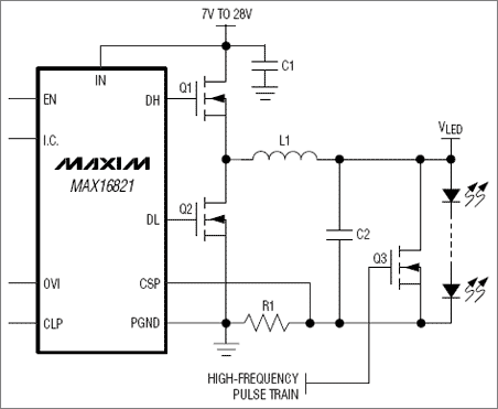 Typical topology with MAX16821 (PATENT PENDING).