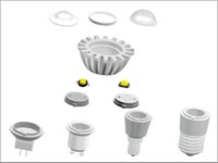 The pre-optimized components of the CeramCool LED Lamp Kit can be combined as required: Sockets, base plates according to wattage, LED types based on customer specifications, reflectors and lenses.