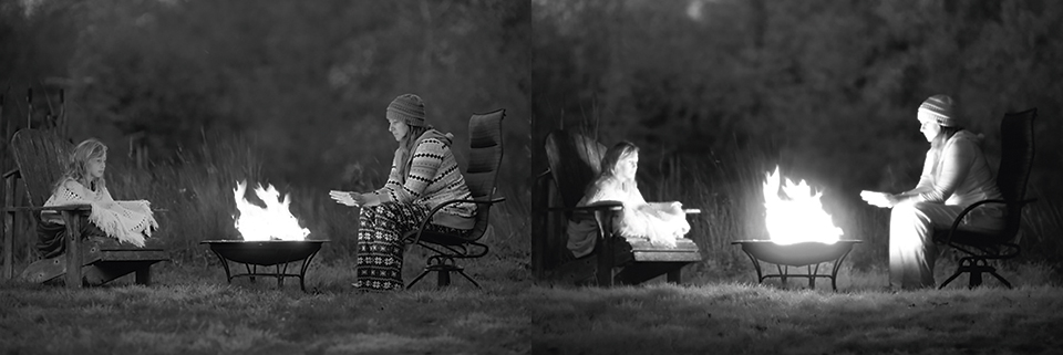 Figure 2: The pictures demonstrate the differences in absorption and reflection of visible (VIS) radiation (left) and near infrared (NIR) radiation (right). - For comparison reasons the images are held in gray scales