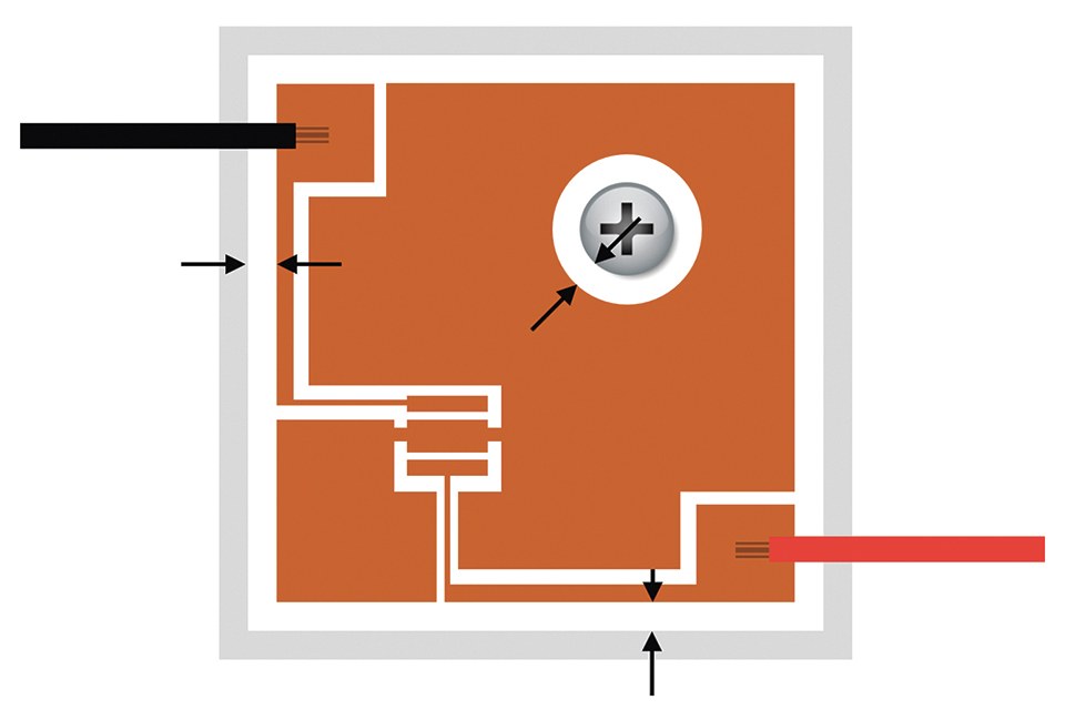 Figure 7: If any of the creepage distances or the PCB breakdown voltage is not sufficient, the risk for damage by an EOS is very high