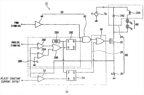 Circuit diagram illustrating an examplary circuit